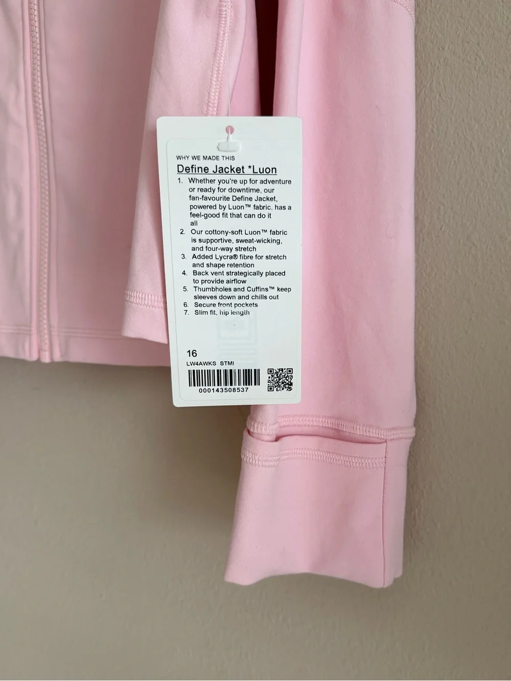 LULULEMON Strawberry Milkshake Define Jacket Size 16 NWT!!! LUON RARE!! 🦄